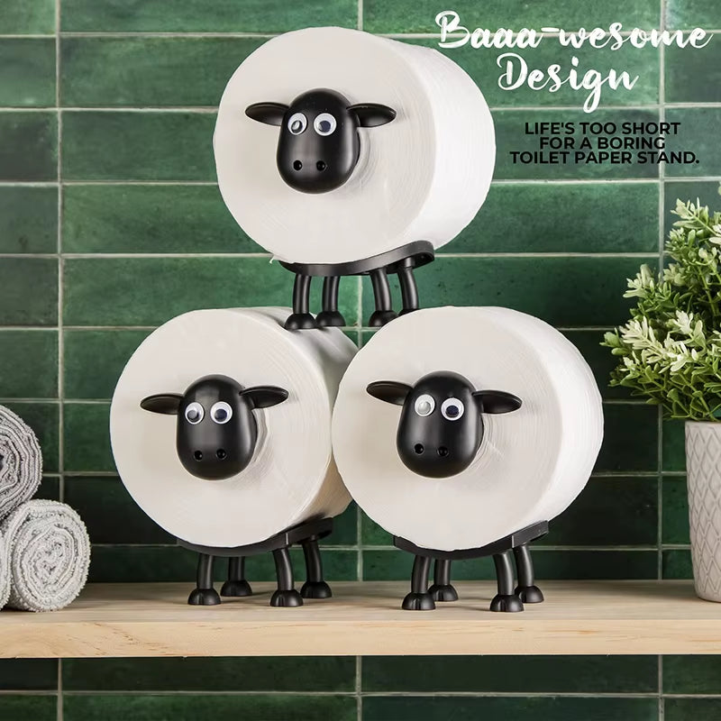 Black Sheep Toilet Paper Holder – Funny Free-Standing Bathroom Roll Rack

