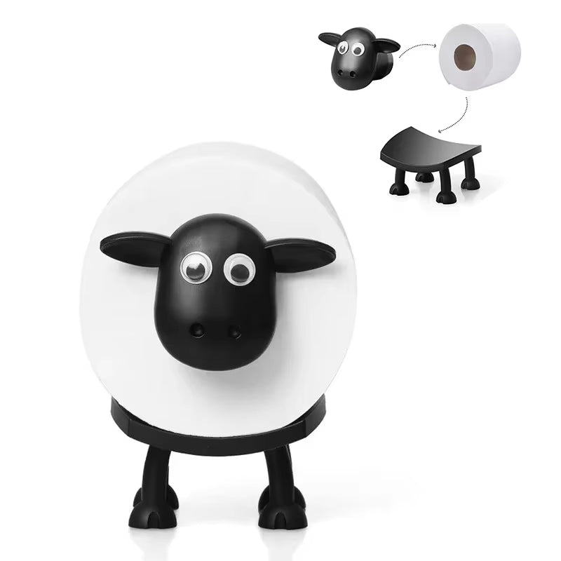 Black Sheep Toilet Paper Holder – Funny Free-Standing Bathroom Roll Rack

