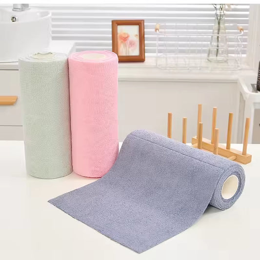 Reusable Cleaning Wipe Household Kitchen Cloth Microfiber Towel Rolls Dish Rags Wash Paper Towel Replacement 1 Roll of 20 Sheets