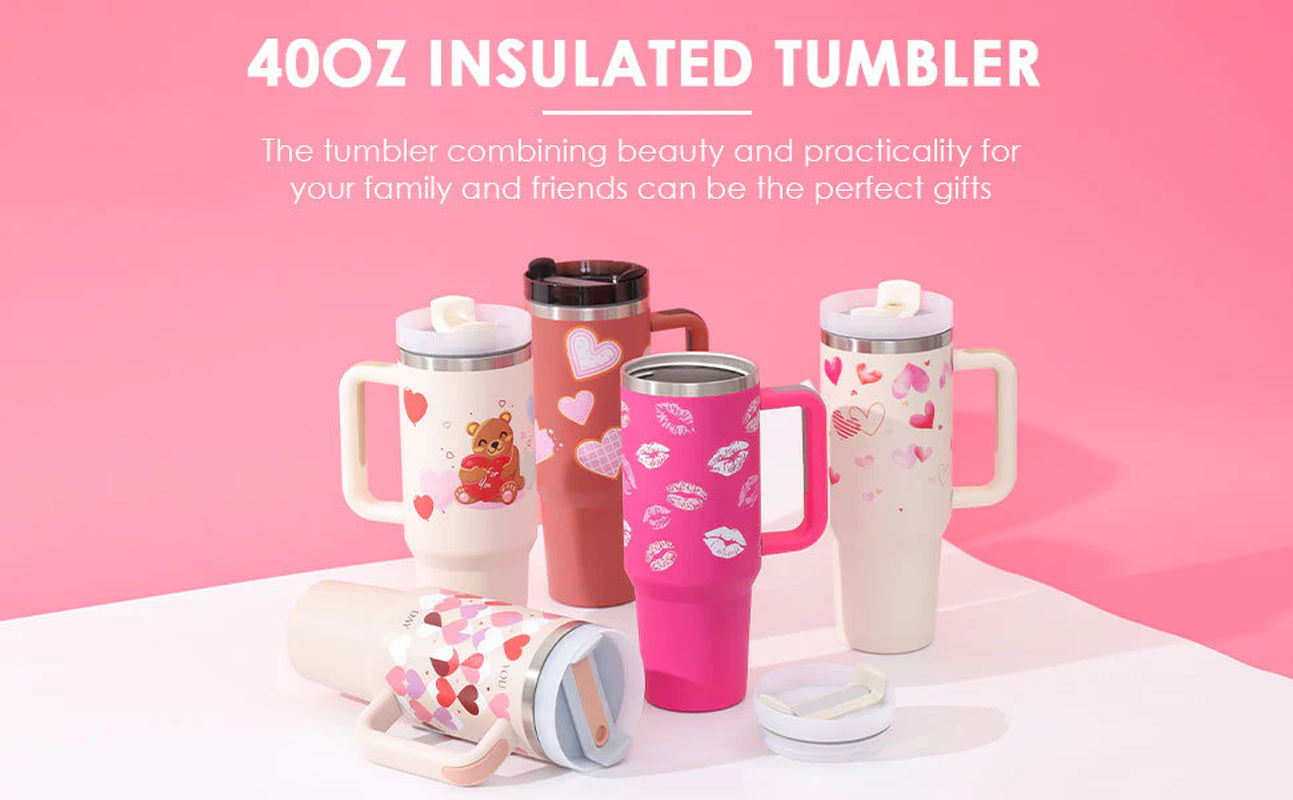 Large Spill-Proof Coffee Tumbler – Reusable 40oz Mug with Lid and Straw

